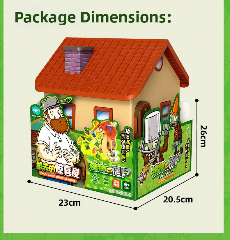 Plants vs Zombies Dave's Surprise House Toy Set – Collectible Figures with Interactive Play Features for Kids Gift