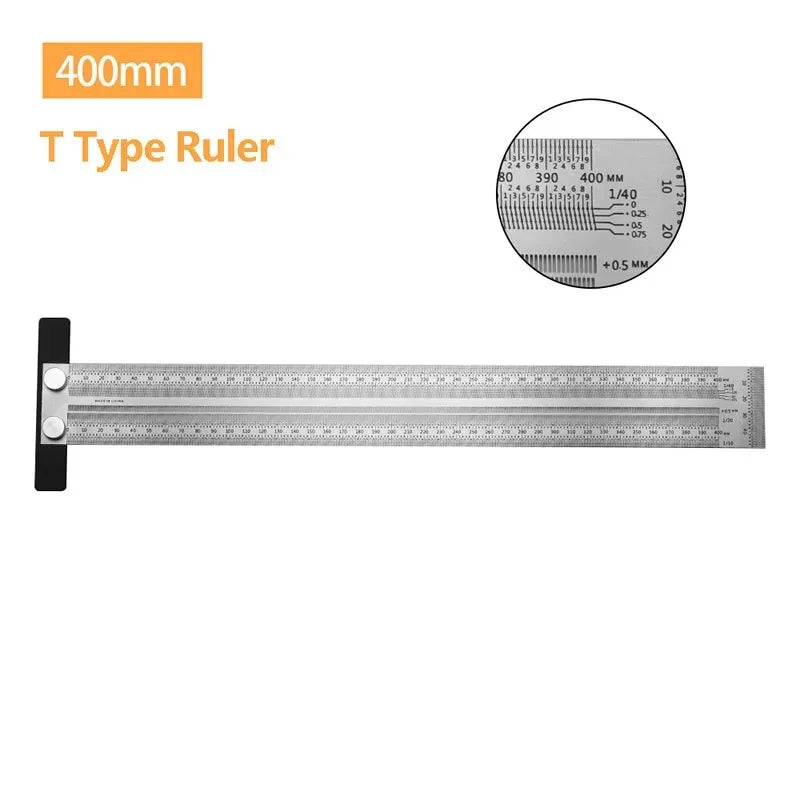 High Precision T-Type Scale Ruler – Stainless Steel Woodworking Scribing & Marking Gauge Carpenter Measuring Tool