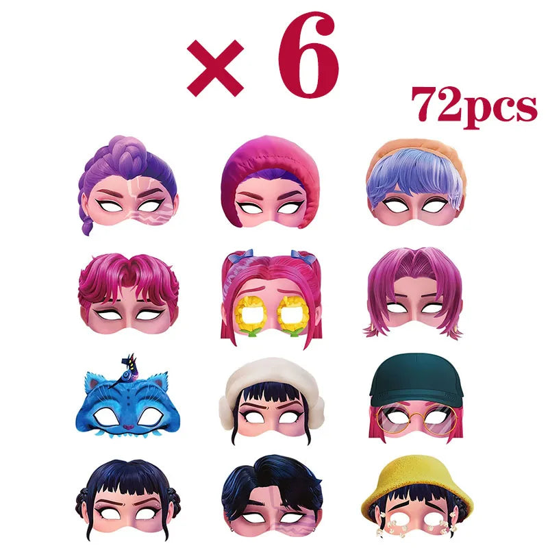 12PCS KPop Demon Hunters Mask Set β Birthday, Cosplay & Halloween Party Props for Kids