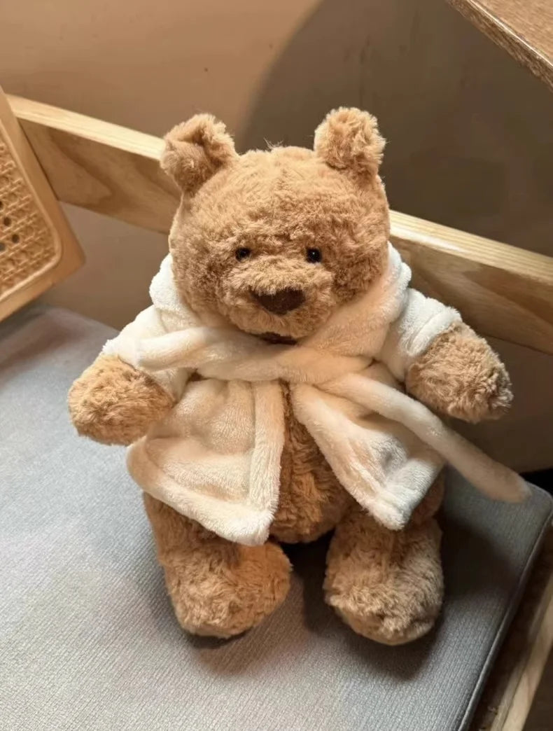 Jellycat Spot Barcelona Bathrobe Bear – Eggplant & Strawberry Bear Dolls, Cute Soothing Companion for Children's Festival Gifts