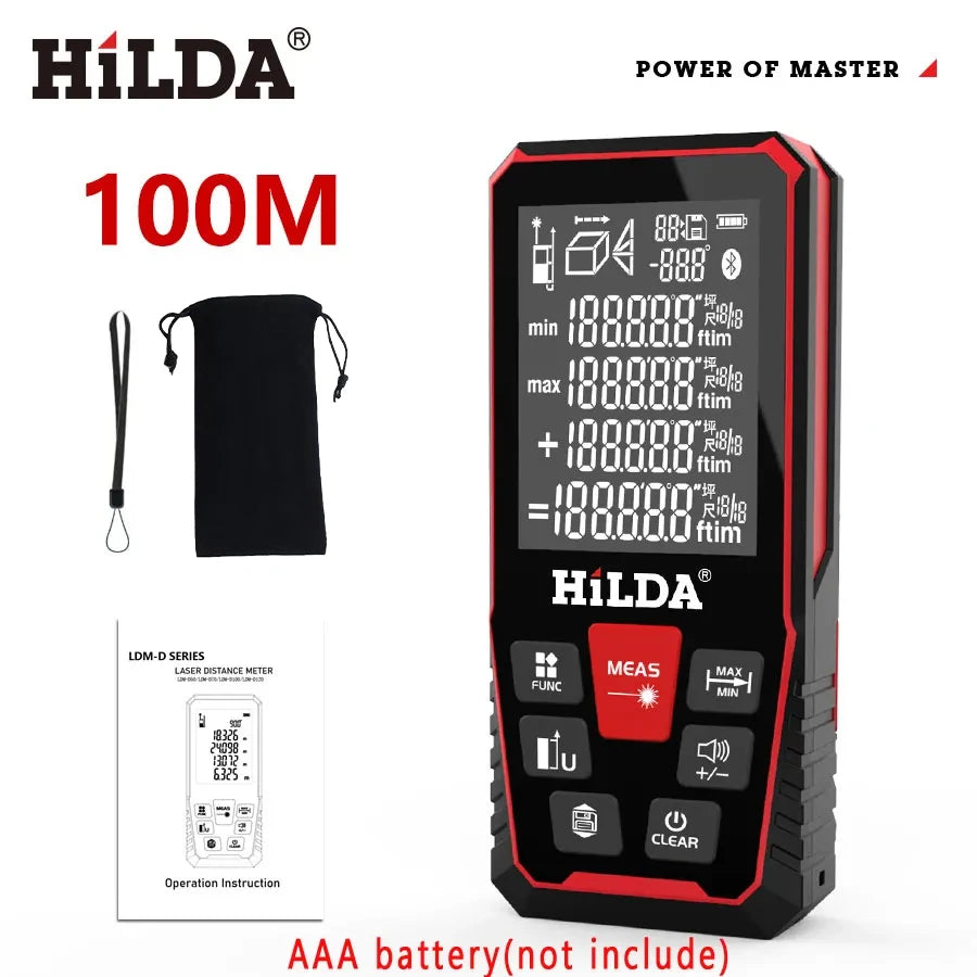 HILDA Laser Distance Rangefinder – 50M/100M/120M Professional Laser Measuring Tool