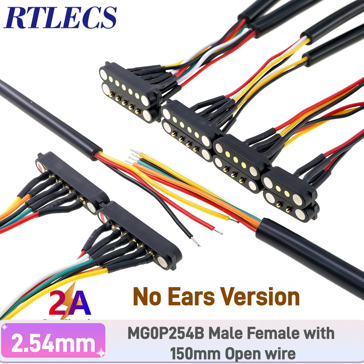 Magnetic Pogo Pin Connector - 2A Spring-Loaded 2.54mm Pitch Male Female PCB BTB Connector, 2β9 Pole Through-Hole Contacts, 1/3/5 Pairs