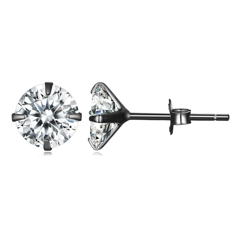 Bamoer 925 Sterling Silver CZ Stud Earrings – Platinum Plated Round Cubic Zirconia Barbell, Hypoallergenic, 4-7mm