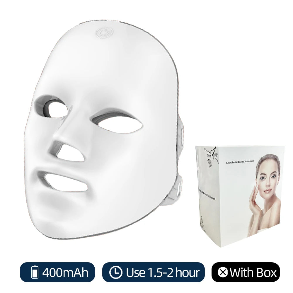 7-Color Photon LED Facial Mask - Red Light Skincare Mask for Anti-Wrinkle Care, Skin Rejuvenation, Brightening & Acne Care