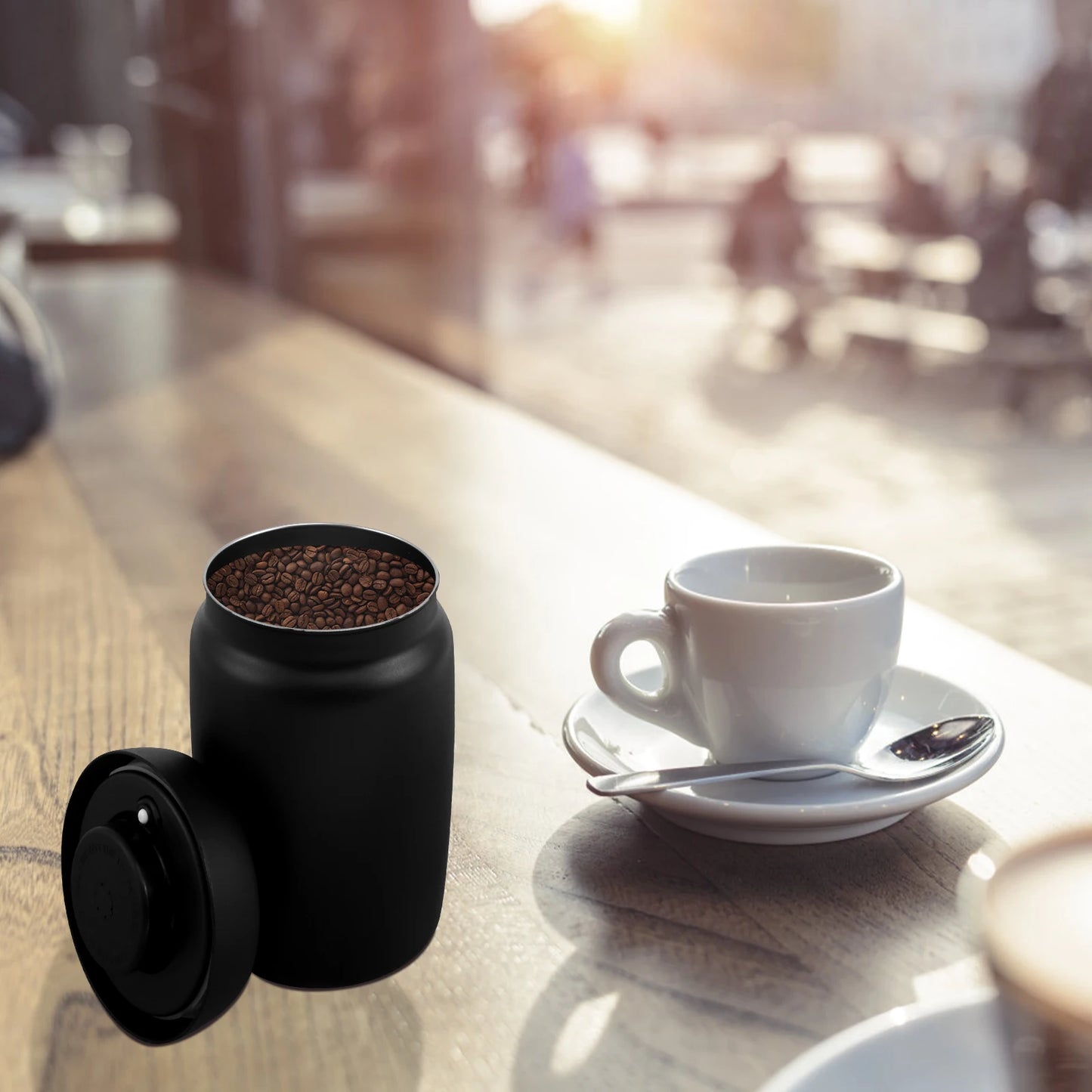 1200ml Stainless Steel Coffee Bean Storage — Vacuum Sealed, Airtight & Moisture-Proof Kitchen Container to Keep Food Fresh