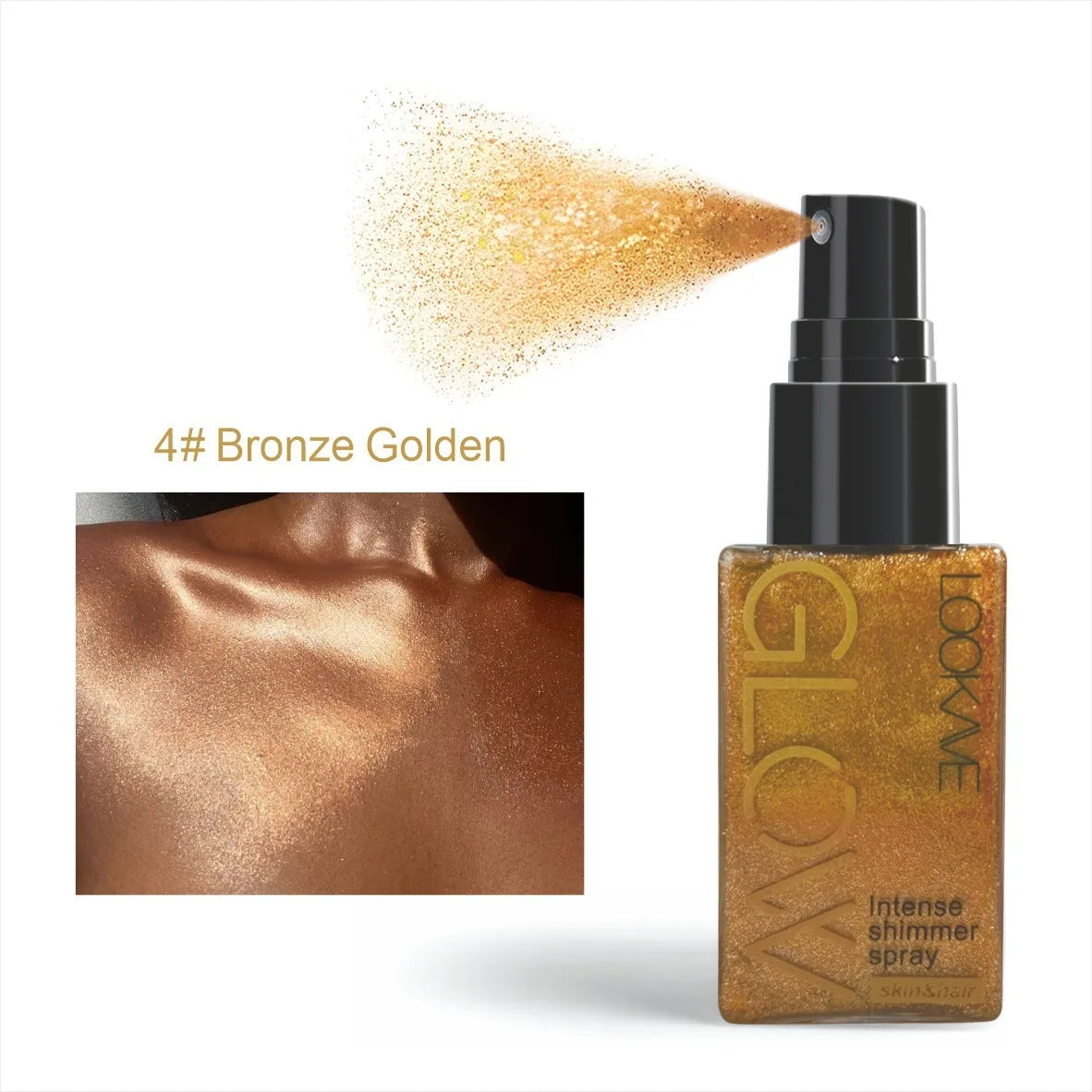Waterproof Shimmer Oil Spray – Long-Lasting Gold & Bronze Liquid Highlighter for Face and Body