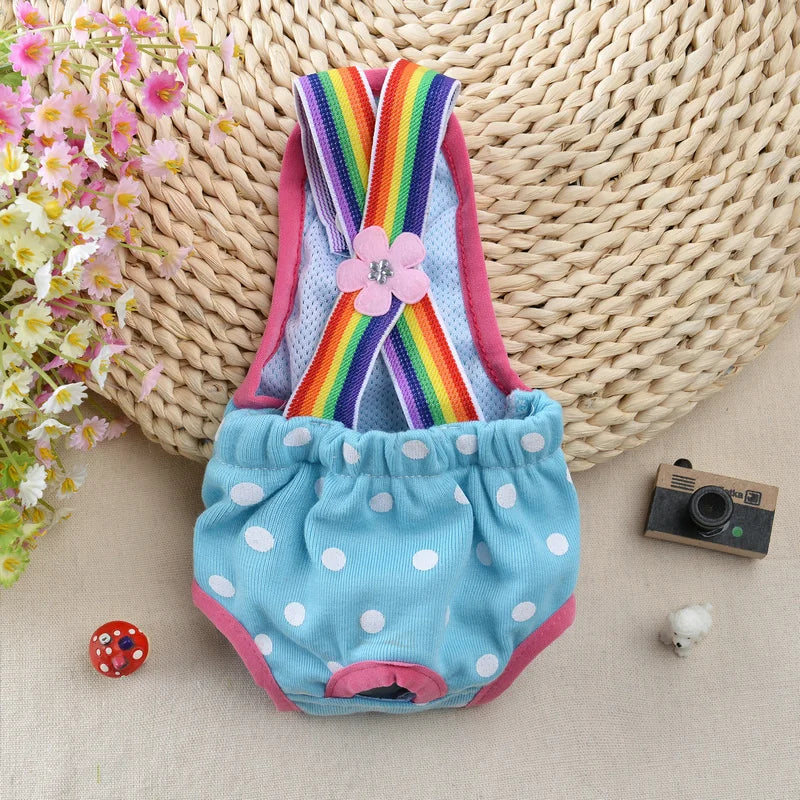 Pet Denim Female Panties - Adjustable Strap Dog Cat Shorts Anti-Harassment Safety Underwear for Small Pets