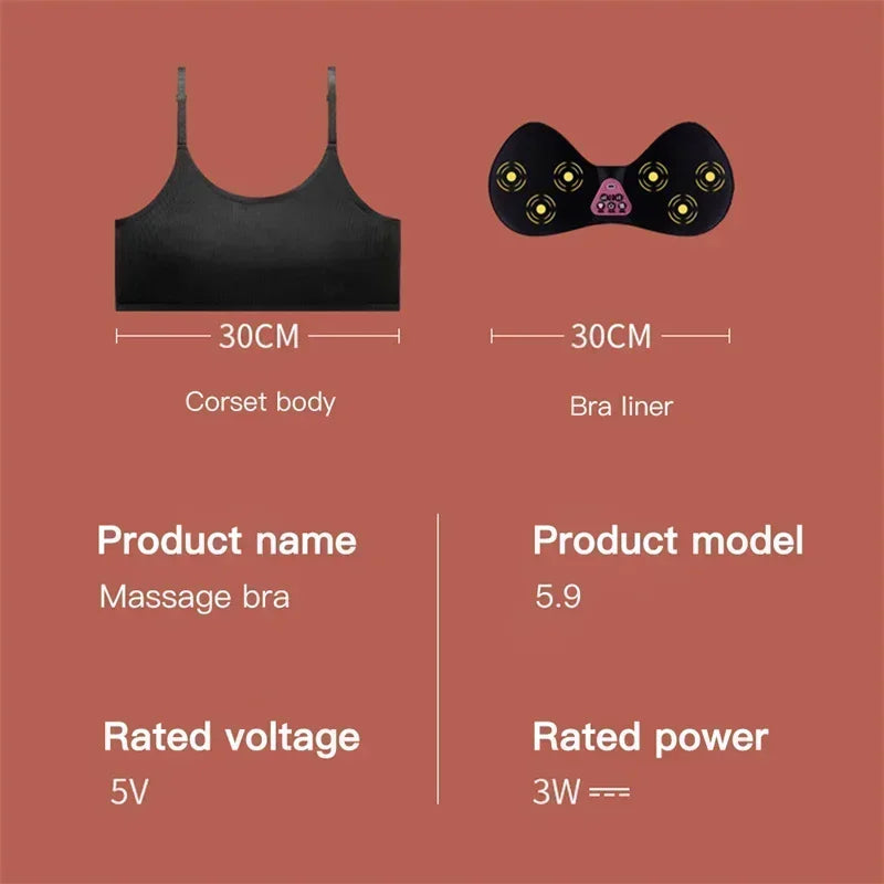 Electric Wireless Breast Massage Bra – Hot Compress Chest Care & Enhancement Massager