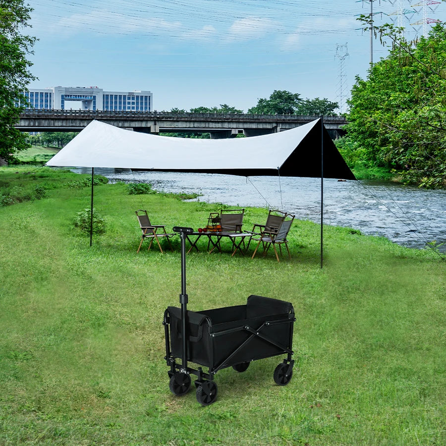 Foldable Outdoor Utility Cart - Heavy Duty Portable Camping, Picnic, Beach & Shopping Wagon