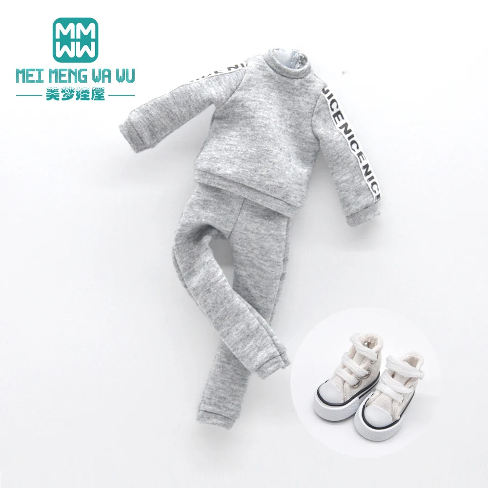 Blythe Doll Accessories Set – Fashion Sweatshirt, Shoe Covers & Sneakers for Blythe & Azone Dolls, Christmas Gift