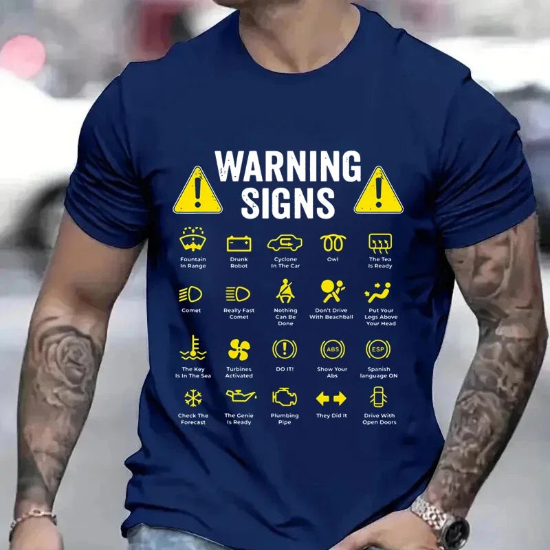 Funny Driving Warning T-Shirt - Men’s Auto Mechanic Graphic Tee for Summer Casual Style