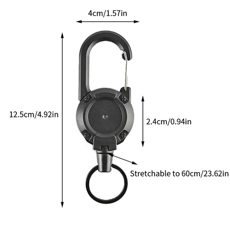 Anti-theft Metal Retractable Keychain: Easy-to-pull Buckle Rope Elastic Key Ring - Secure Ski Pass and ID Card Holder