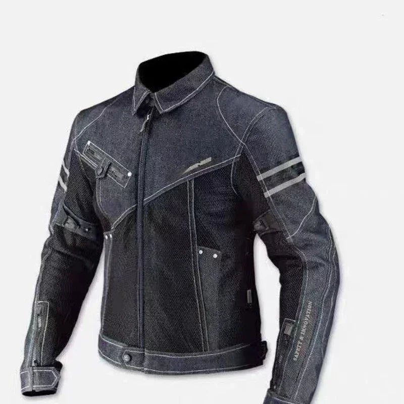 KOMINE JK006 Motorcycle Jacket — Spring Breathable Denim Mesh Racing Jacket with High-Performance Drop Resistance