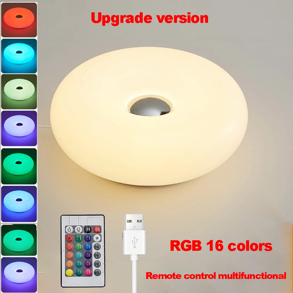Bauhaus USB Table Lamp - Donut-Shaped Ambient Light for Bedroom, Living Room, & Dining Room Decoration