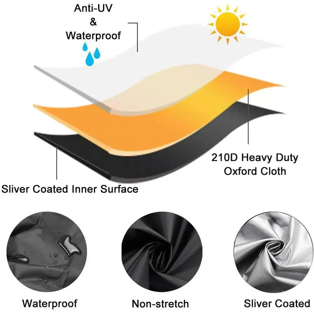 Outdoor Lawn Mower Cover 210D Oxford Cloth – Waterproof UV Resistant Universal Fit with Drawstring, Heavy Duty Black Protection Cover