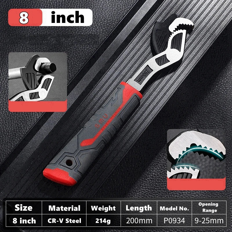 Universal Adjustable Self-Locking Wrench - CR-V Multifunctional Plumbing Hand Tool for Bathroom and Home Repairs, 6–12 Inch