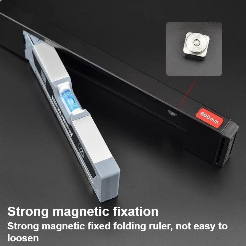 600mm Folding Magnetic Level Ruler - High-Precision Aluminum Measuring & Balance Tool