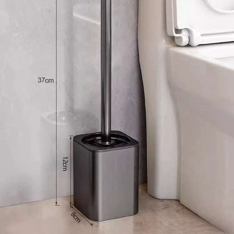 Luxury Metal Toilet Brush - Wall Mounted Holder with No Dead Angle Cleaning Tool for Modern Bathroom