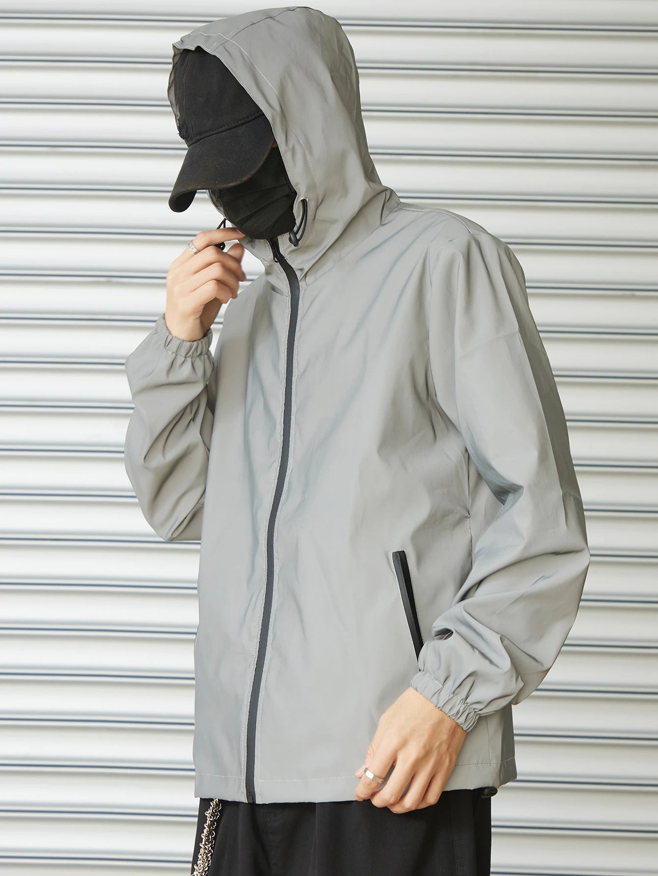 Night Reflective Hooded Jacket for Men - Spring Windproof Outdoor Running Casual Streetwear Coat S-5XL