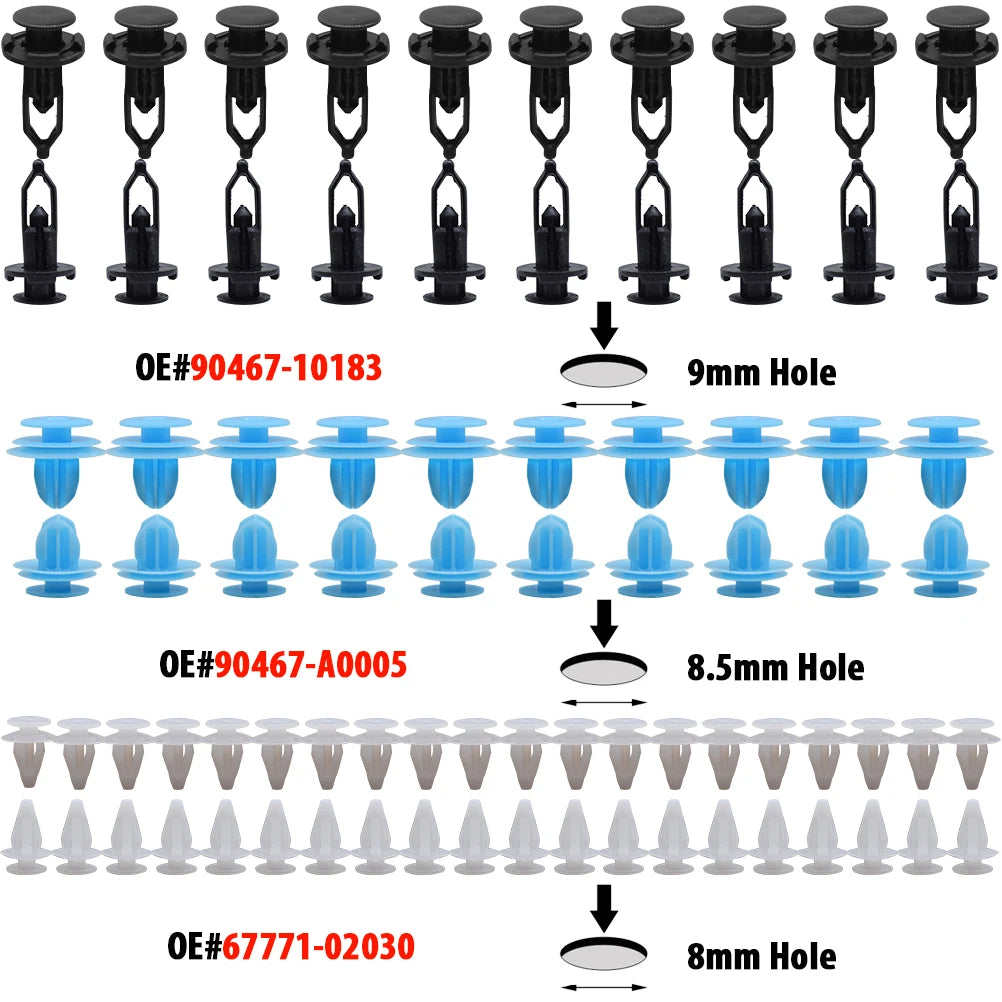Erick’s Wiper 200-Pcs Auto Body Trim Clip Set – 9 Sizes Push Pin Rivets Bumper Retainers for Toyota Corolla, RAV4, Yaris, Prius, Lexus