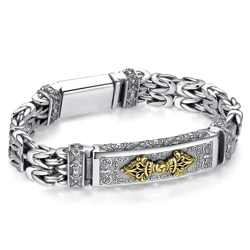 Retro Silver Chain Bracelet - Fashionable Men's Jewelry with Creative Personality Style