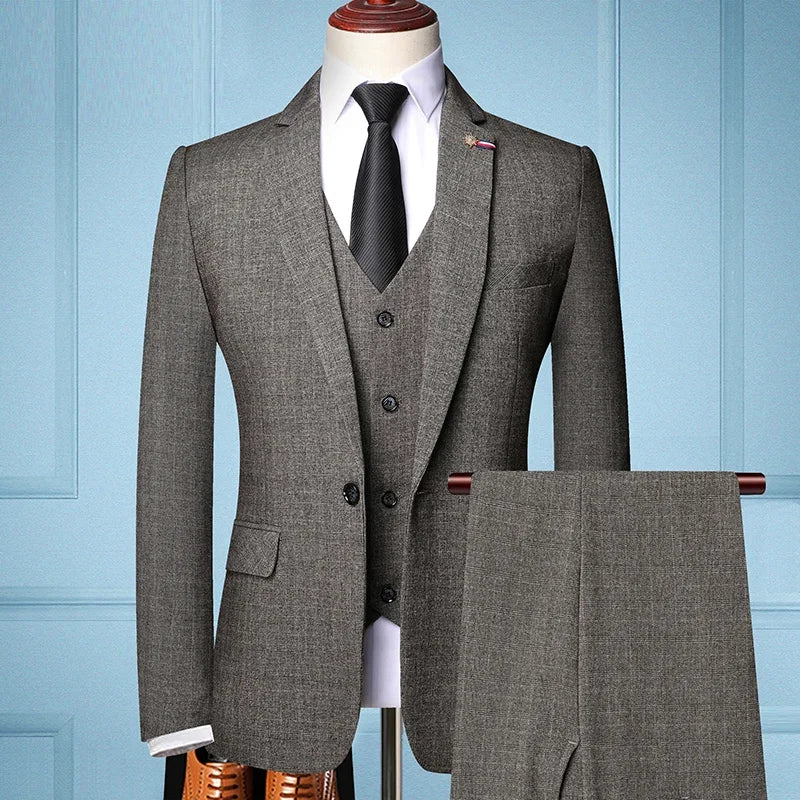 Traje de Hombre Elegante – 3-Piece Slim Fit Suit (Blazer + Vest + Pants) | Men’s Business & Wedding Suit 6XL