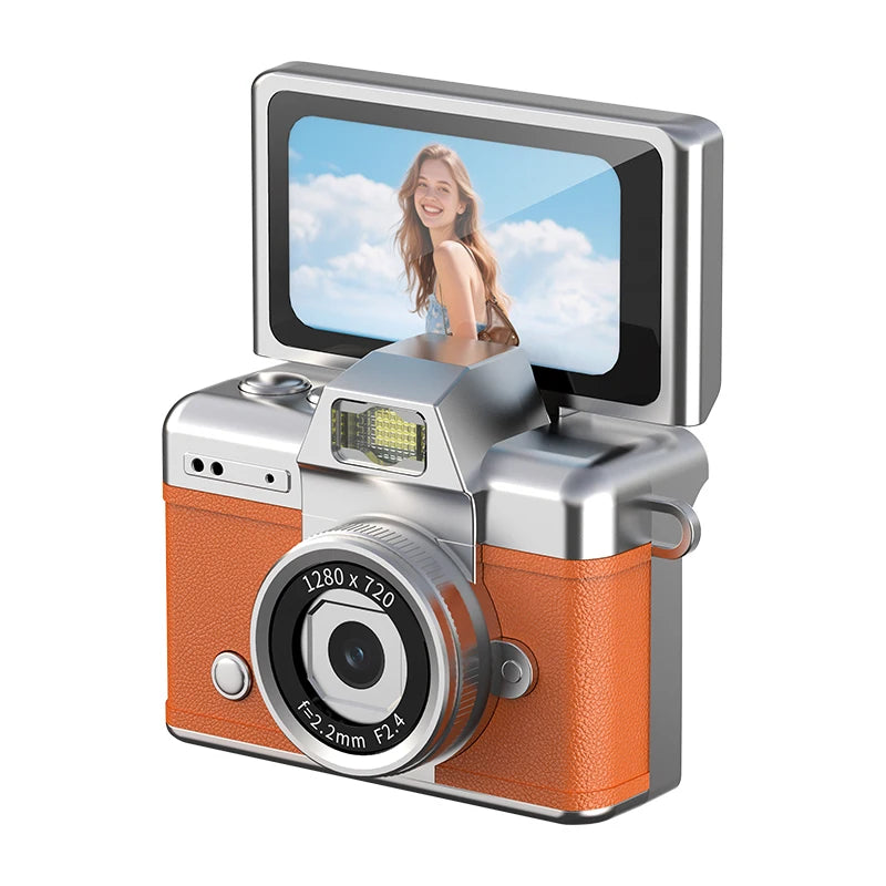 Ourlife Mini Keychain Camera - 1.47-Inch Flip Screen Retro CCD HD Digital Video Recorder