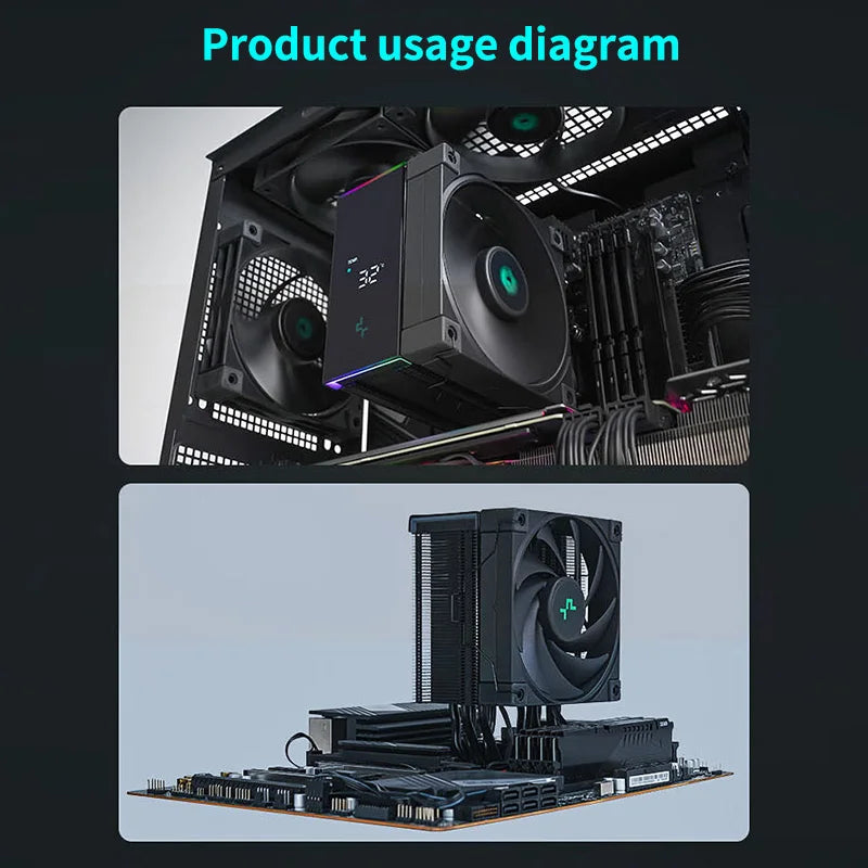DEEPCOOL AK500S CPU Air Cooler – 5 Heat Pipes 240W TDP Silent Heatsink with 120mm FDB Fan & Digital Display Radiator Cooling System