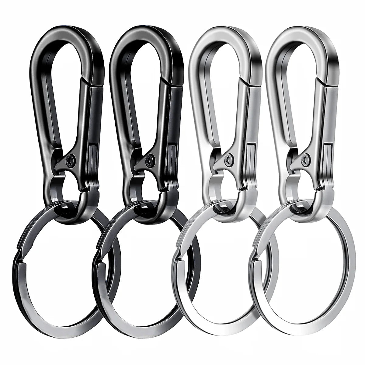 4Pcs Metal Carabiner Clip Keychain – Key Ring Hook Holder Organizer for Car Keys