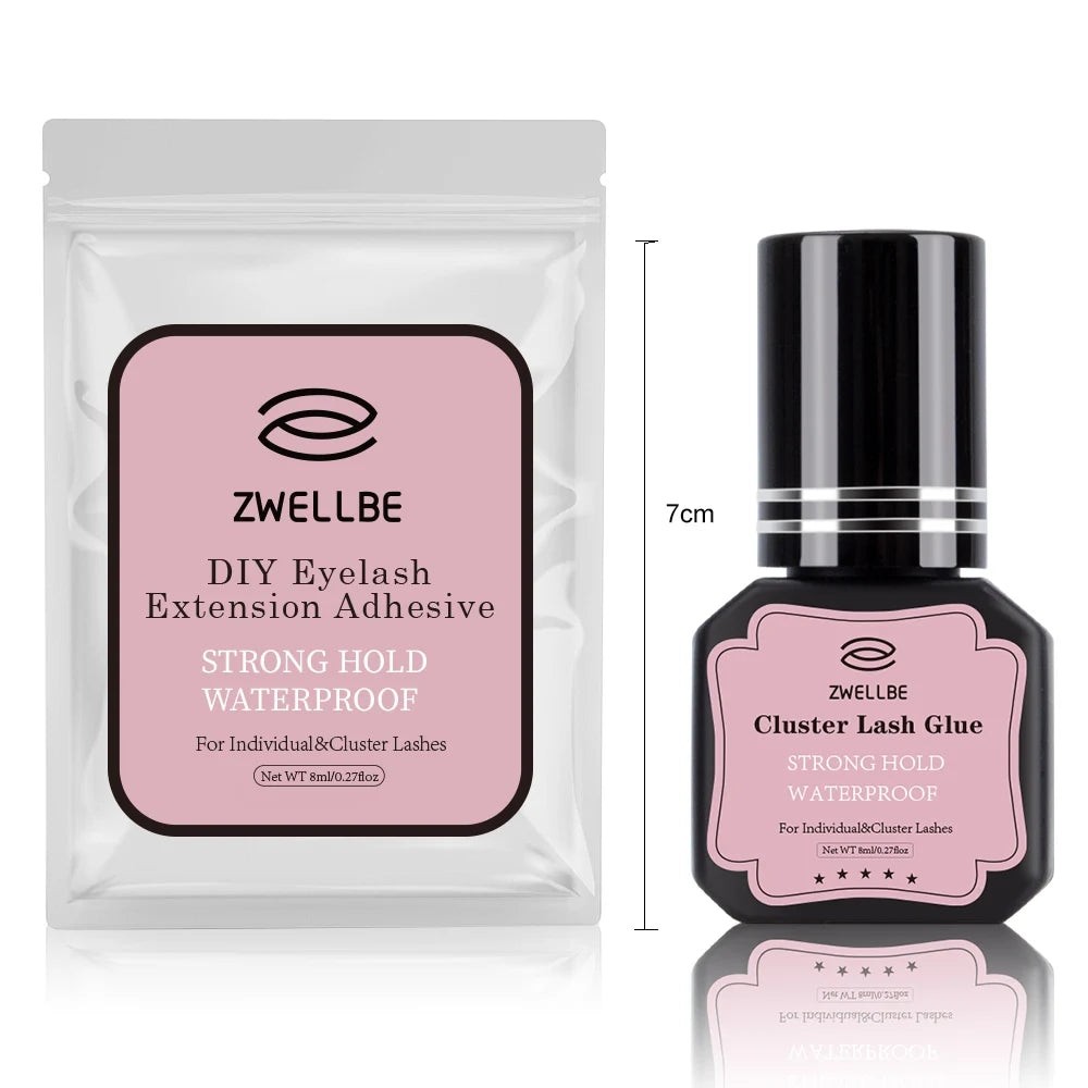 ZWELLBE Lash Clusters Glue 8ml — Black Eyelash Adhesive for DIY Extensions, Long-Lasting, Waterproof & Gentle on Eyes