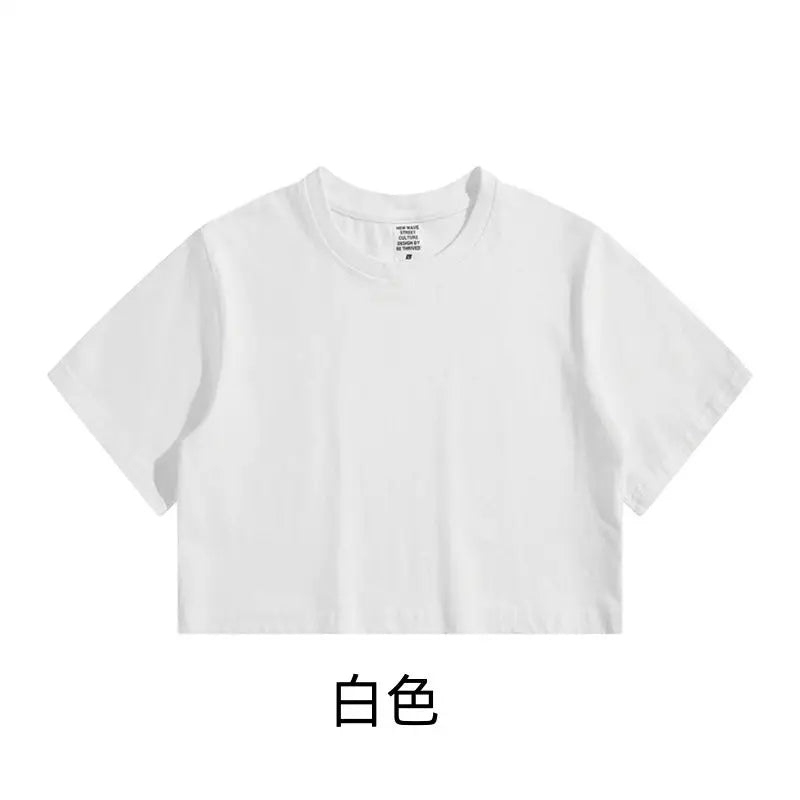 Women’s Sport Crop Top T-Shirt – Cotton Y2K Yoga Running Tee, Short Sleeve Breathable Summer Casual O-Neck Hip Hop Workout Top