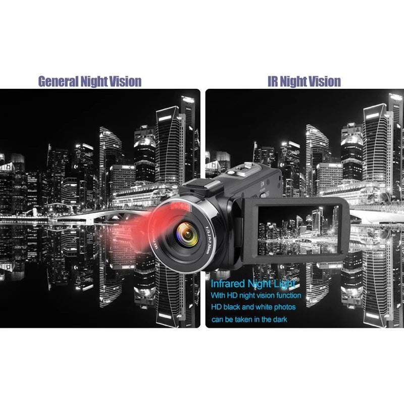 8K HD Video Camera – 3-Inch LCD Touch Screen, 18X Digital Zoom, Ultra HD, WIFI Portable Camcorder Recorder