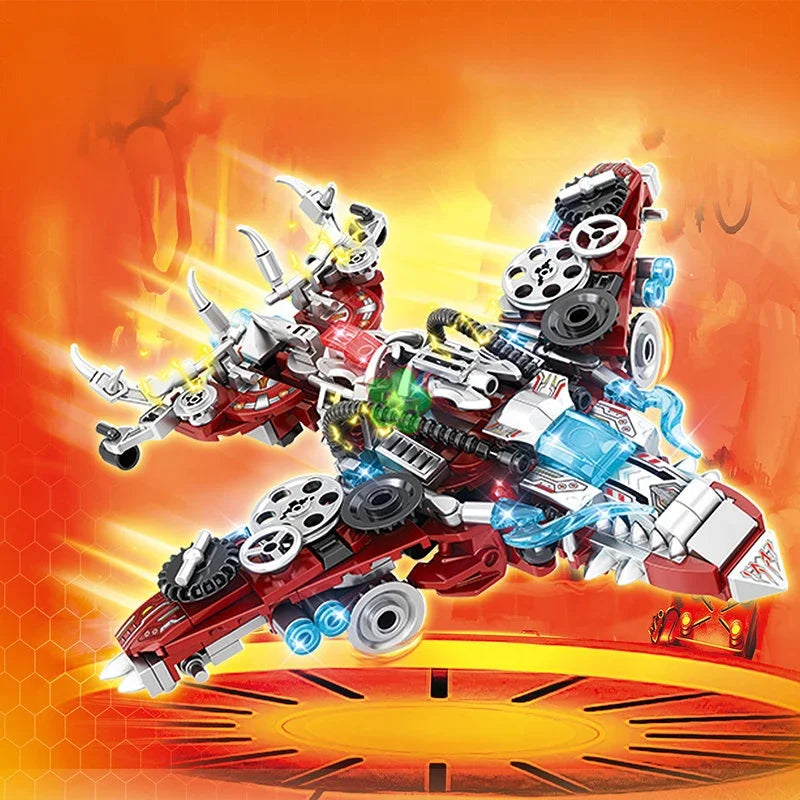 2-in-1 Jurassic Indominus Rex Mechanical Dinosaur Building Blocks Set – City Fighter Dino Park Bricks Toy for Kids