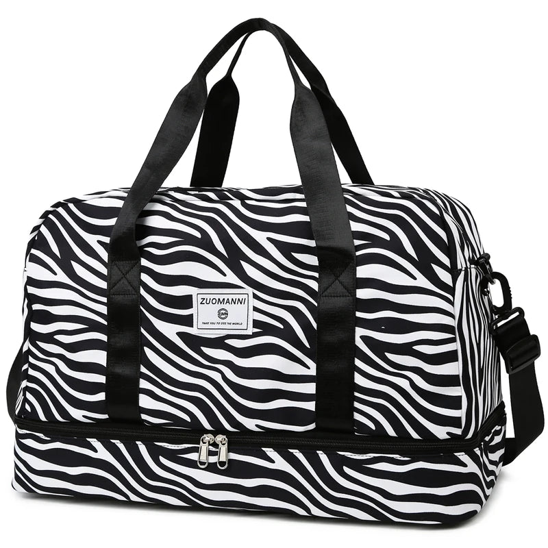 Women’s Carry-On Travel Bag – Spacious Animal Print Nylon Gym & Sports Bag, Large Capacity Weekend Overnight Bag