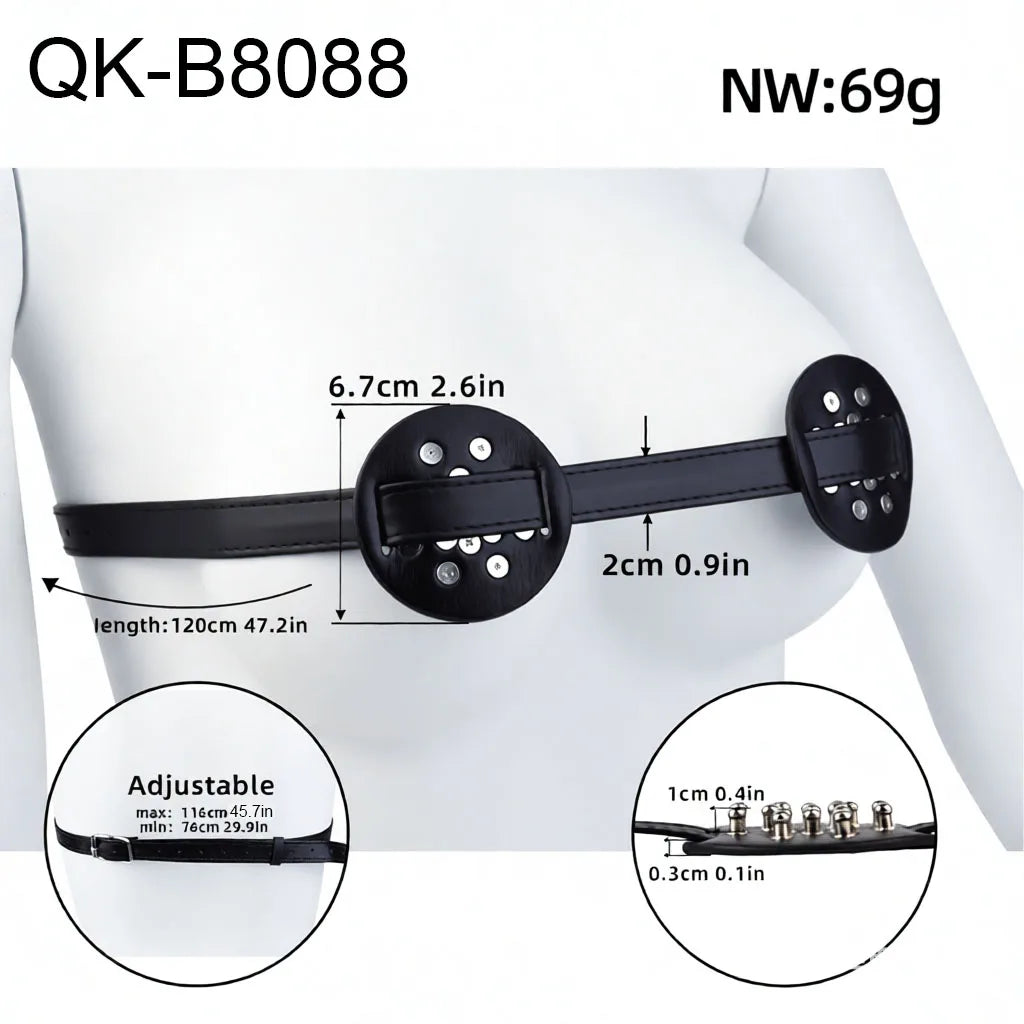 QKKQ Breast Harness and Nipple Cover Straps - Adjustable BDSM Chest Binder for Adults