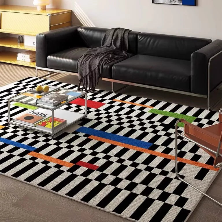 Black Stripe Plush Rug β Non-Slip Luxury Carpet for Living Room, Bedroom, Study, and Nordic Home Decor