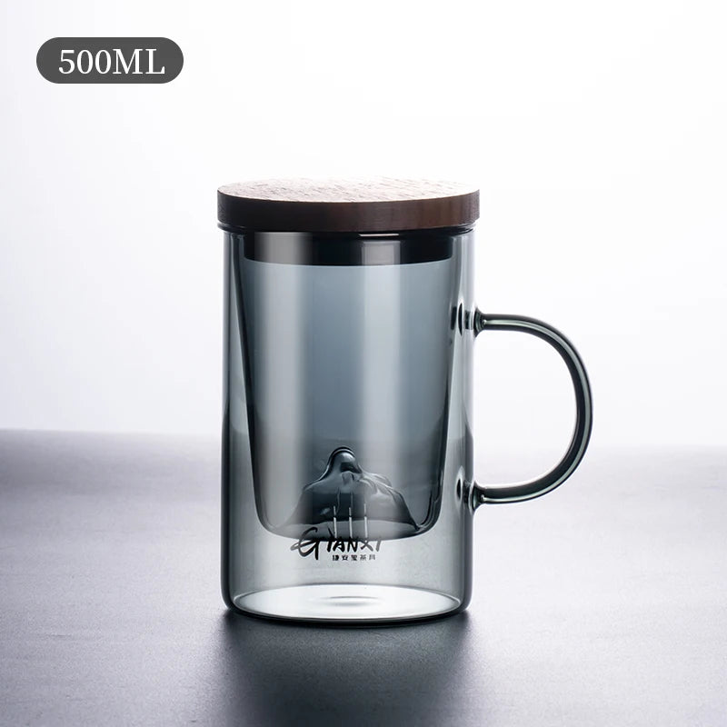 GIANXI High Borosilicate Glass Tea Cup with Belt Filter – Separate Flower Tea Water Cup for Original Tea Making