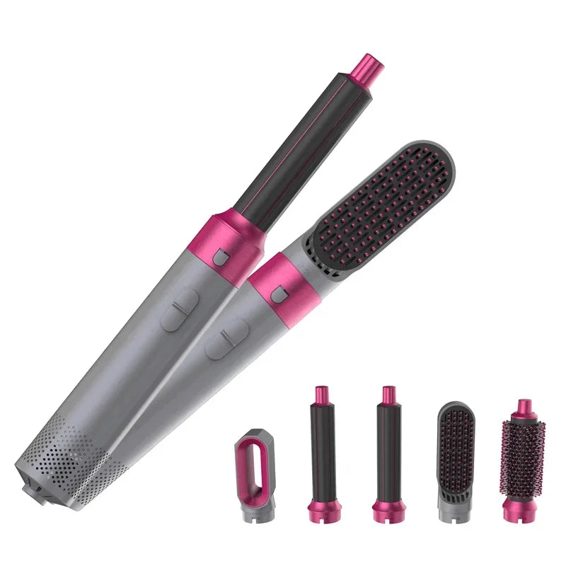 Professional 5-in-1 Air Hair Styler β Low Noise Hair Curling, Straightening & Drying with 1000W Hot Air Brushes