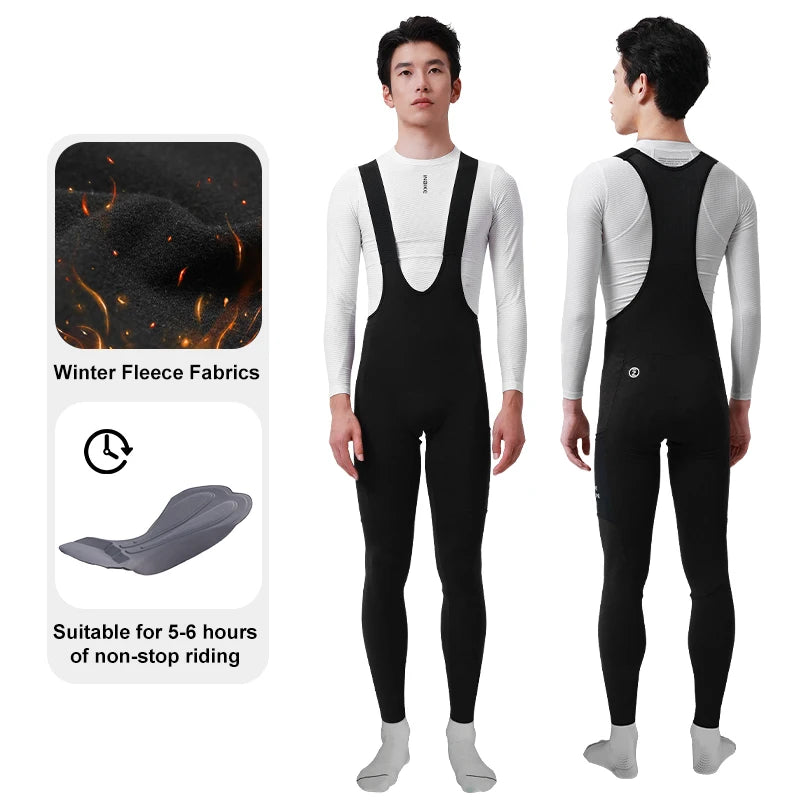INBIKE Winter Cycling Bib Pants – Thermal Fleece 3D Padded MTB Bib Tights for Men, Cold Weather Cycling Clothing