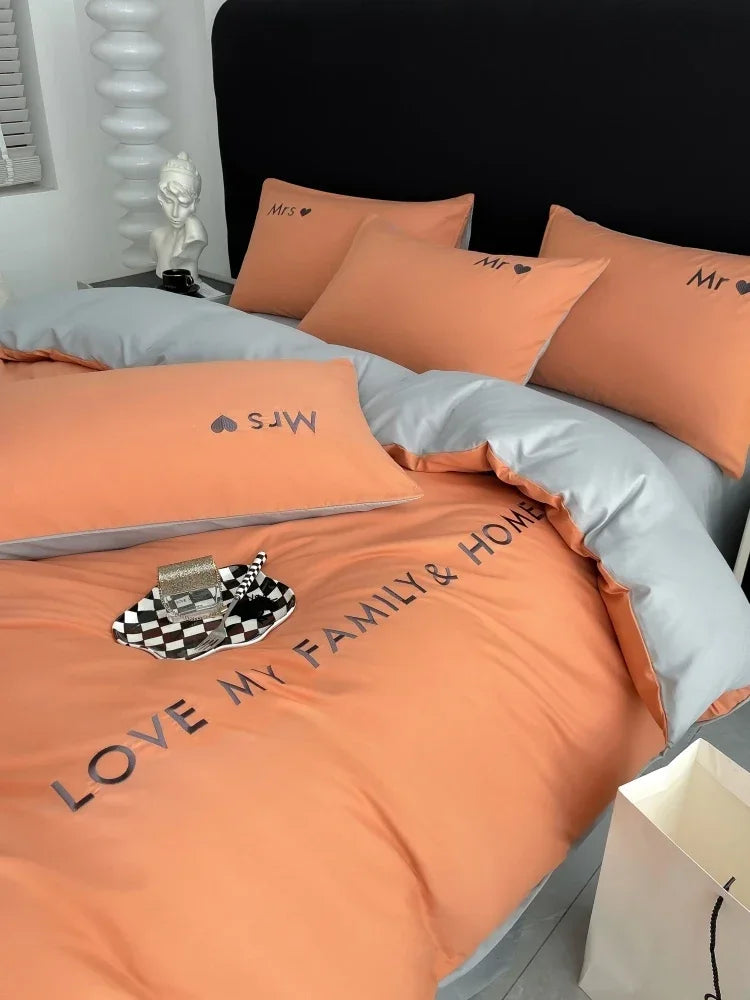 Nordic Luxury Egyptian Cotton Bedding Set - King, Queen, Double, Twin Size with Sheet, Duvet Cover & Pillowcases
