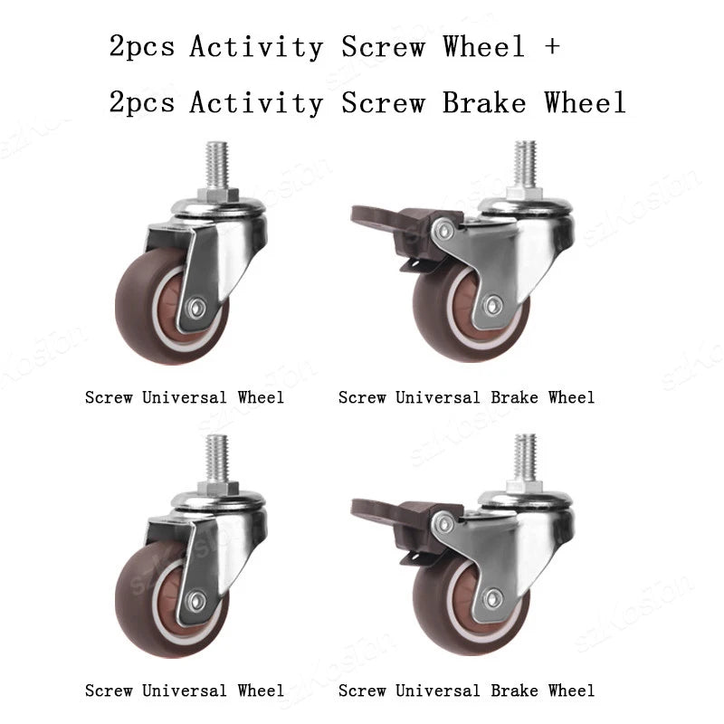 4pcs Soft Rubber Furniture Casters - Quiet Swivel Roller Wheels for Trolleys, Cribs, Beds & Home Use