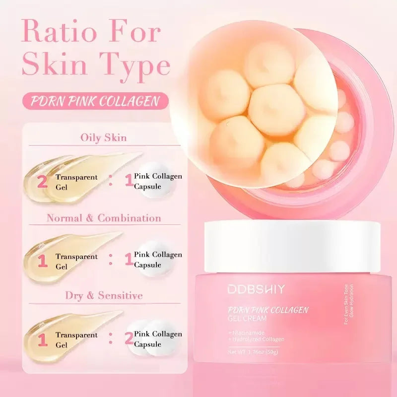 PDRN Pink Collagen Capsule Cream - Niacinamide Lightweight Moisturizer for Uneven Skin Tone and Daily Face Care