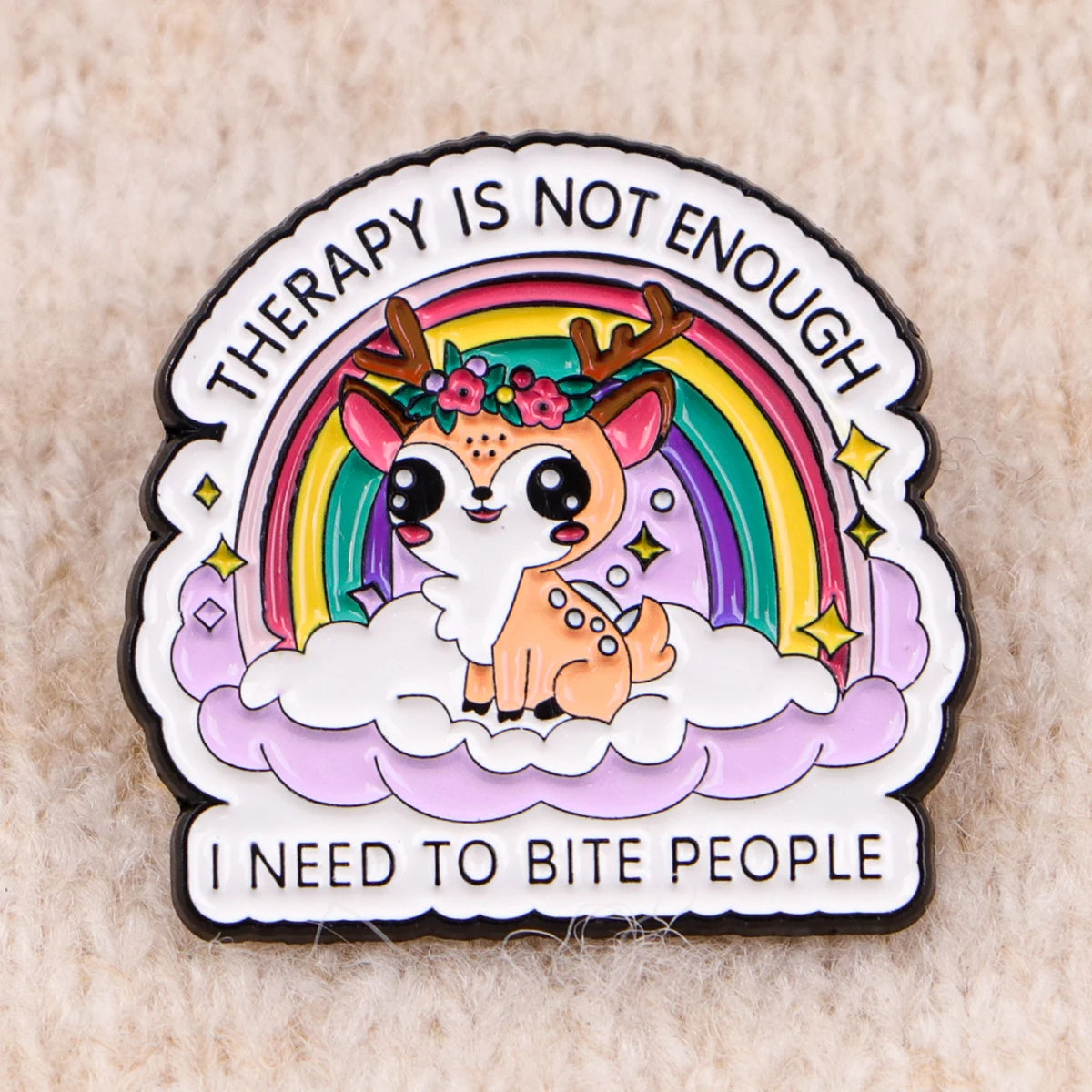 Funny Quotes Deer Enamel Pin – Cute Rainbow Lapel Brooch for Backpack, Clothing & Accessories, Fashion Jewelry Gift