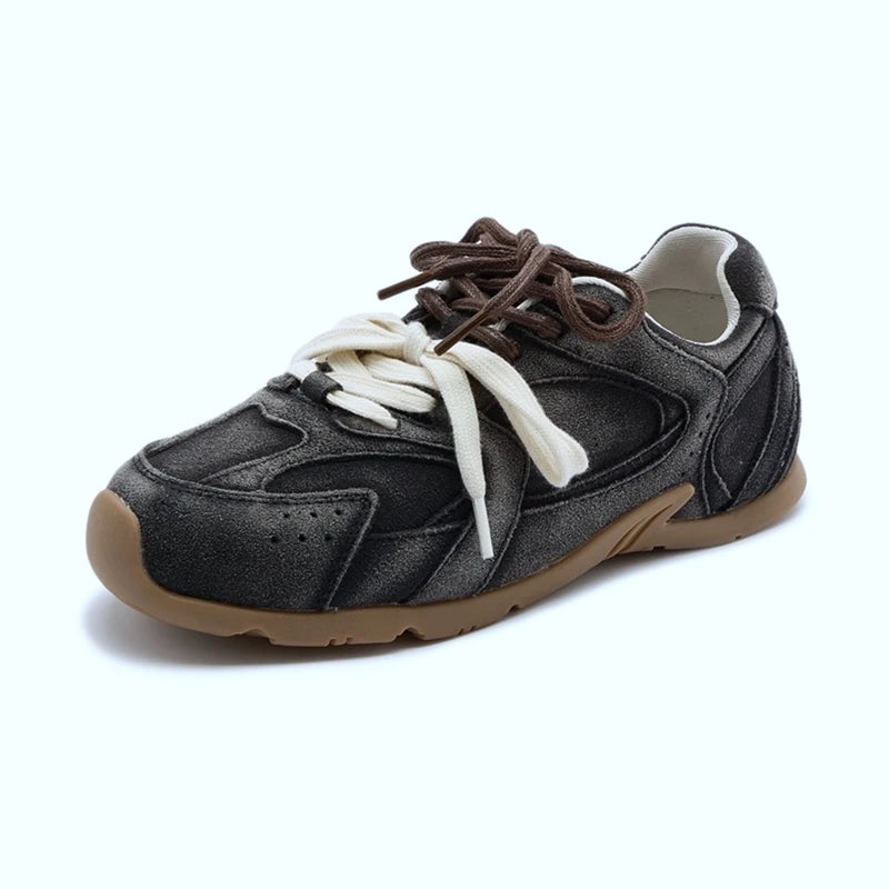 AIYUQI Women's Genuine Leather Sneakers – Retro German Trainers, Winter Velvet Fur, Flat Casual Shoes