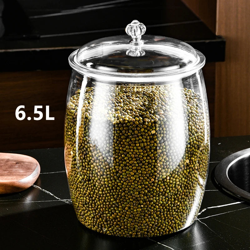 Plastic Food Storage Jar with Airtight Lid - 2.2/3.8/6.5L Flour, Grains, Candy & Cookie Canister