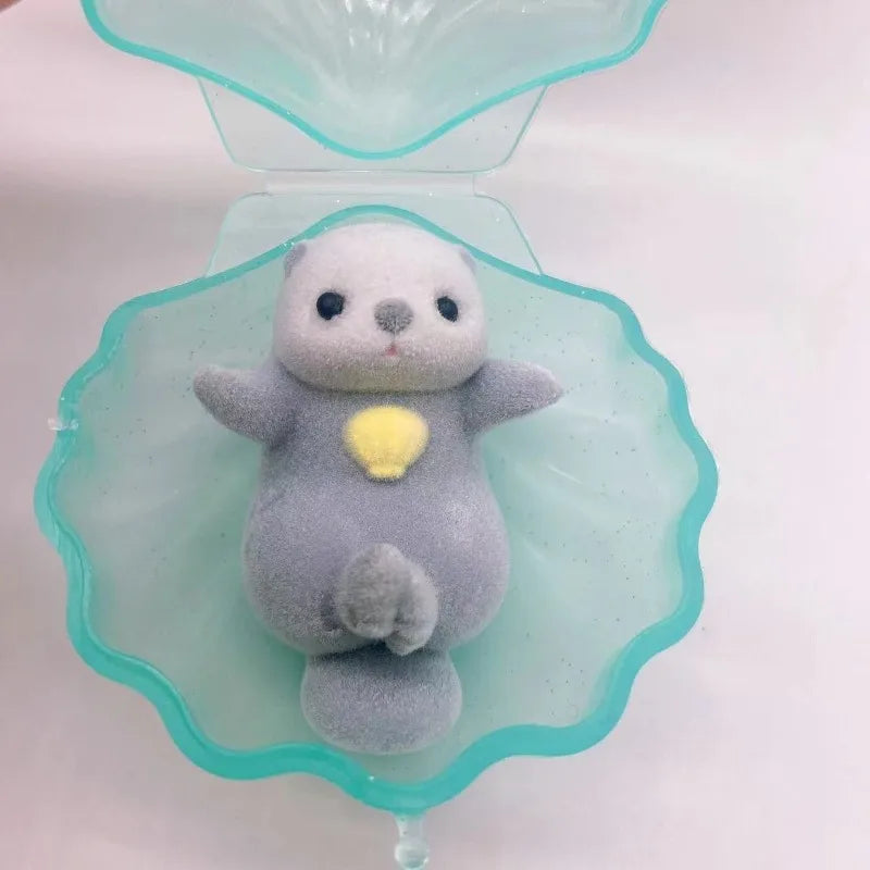Genuine YELL Gashapon Capsule Toy – Kawaii Flocking Otter Figures for Kids, Desk & Collectible Decor
