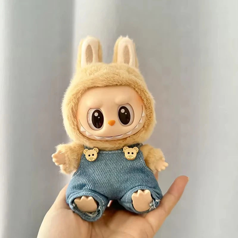 17cm Mini Plush Doll Clothes — Kpop EXO Labubu I & II Idol Doll Outfit Set, Overalls for Sitting & Party, Doll Accessories Gift