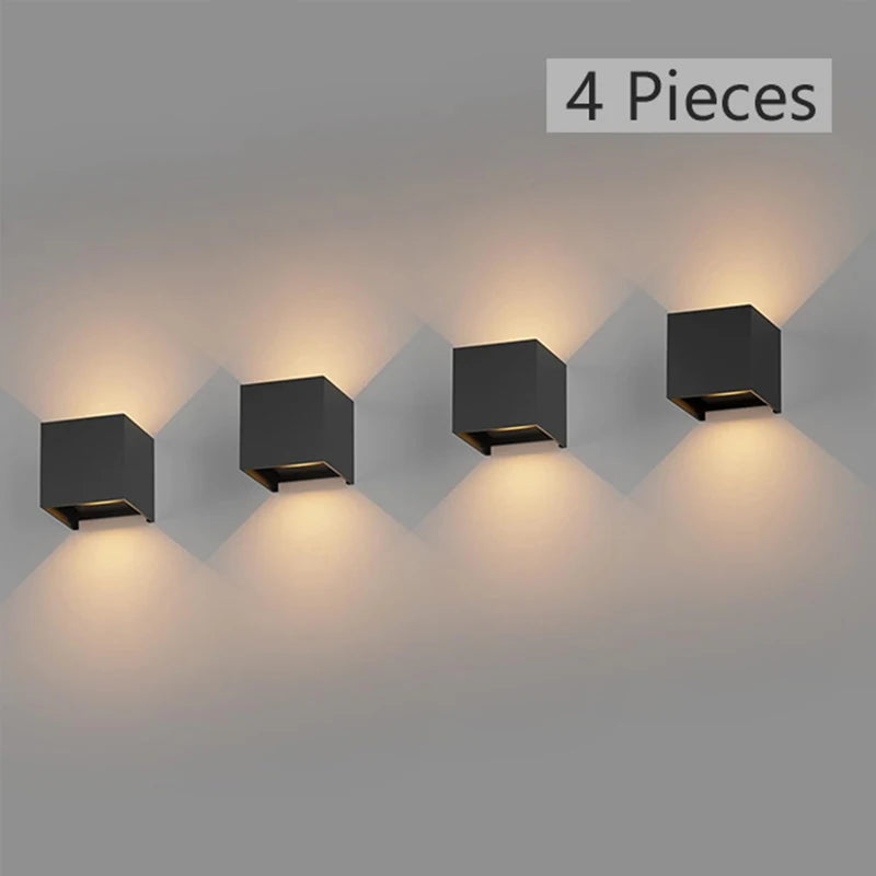 MARPOU LED Wall Lamp - Waterproof IP65 Indoor/Outdoor Surface Mounted Up and Down Light - Porch Garden 9W AC 90-260V