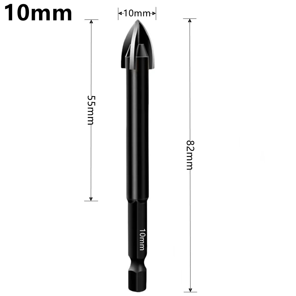 Cross Hexagonal Ceramic Tile Drill Bit – Alloy Triangular Glass, Ceramic & Concrete Hole Opener, Sizes 3-12mm