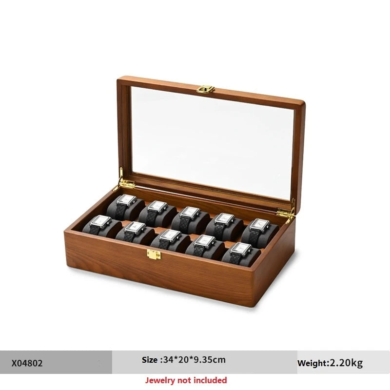 Oirlv 10-Slot Watch Box – Large Multifunctional Jewelry & Watch Organizer Display Case